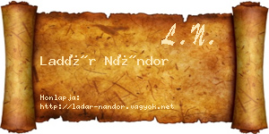 Ladár Nándor névjegykártya